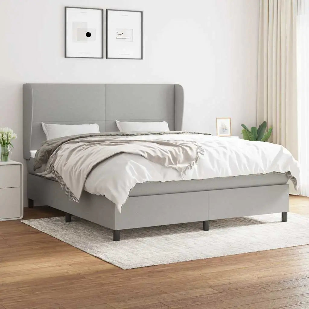 Sommier à lattes de lit avec matelas Gris clair 180x200cm Tissu - XIOS