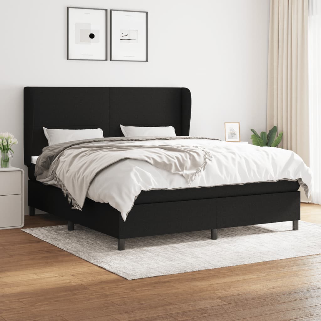 Sommier à lattes de lit avec matelas Noir 180x200 cm Tissu - XIOS