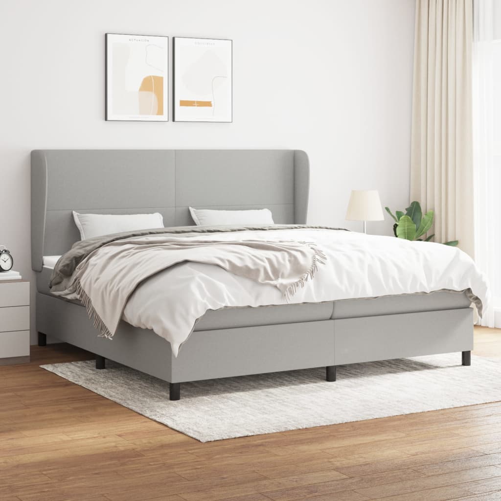 Sommier à lattes de lit avec matelas Gris clair 200x200cm Tissu - XIOS
