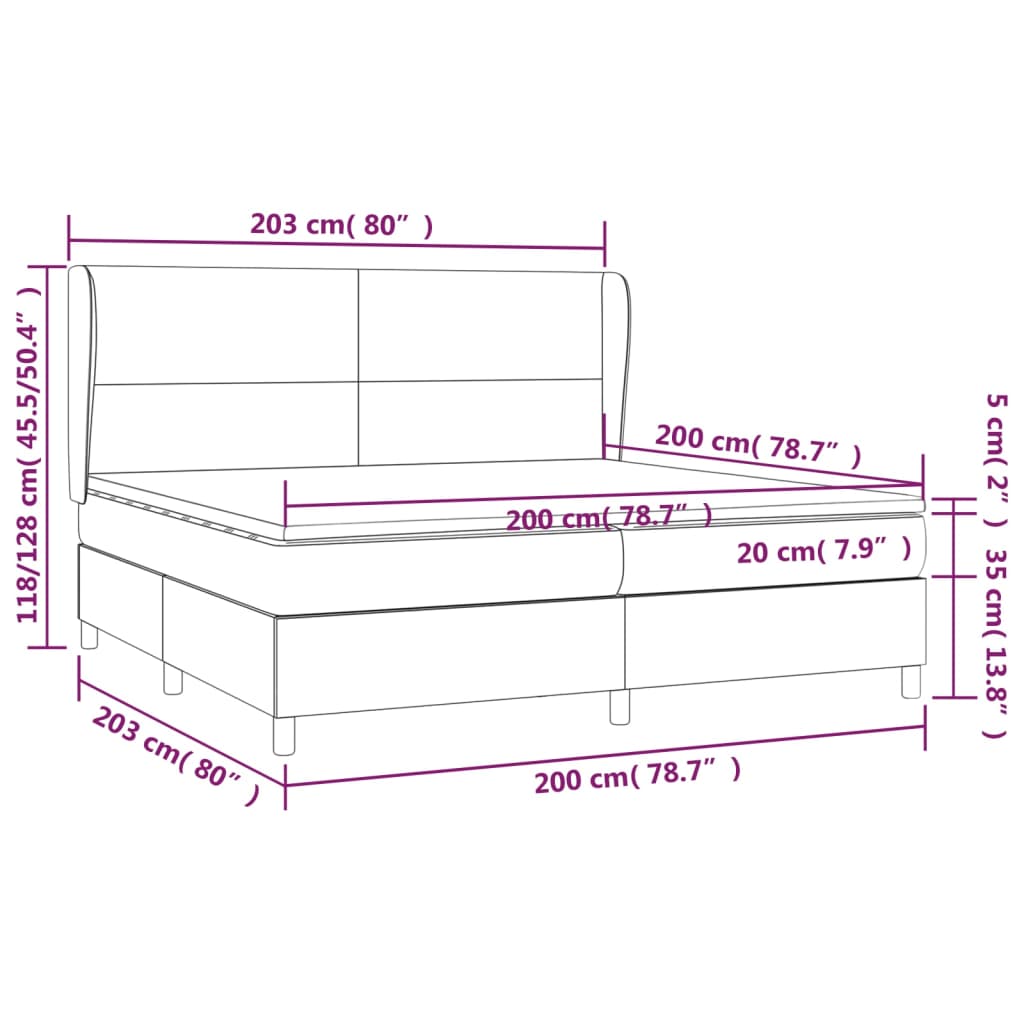 Sommier à lattes de lit avec matelas Gris foncé 200x200cm Tissu - XIOS