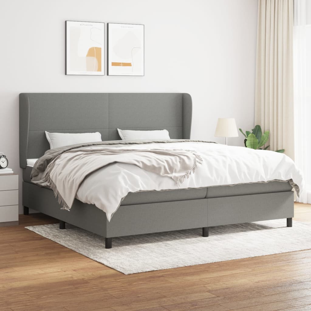 Sommier à lattes de lit avec matelas Gris foncé 200x200cm Tissu - XIOS