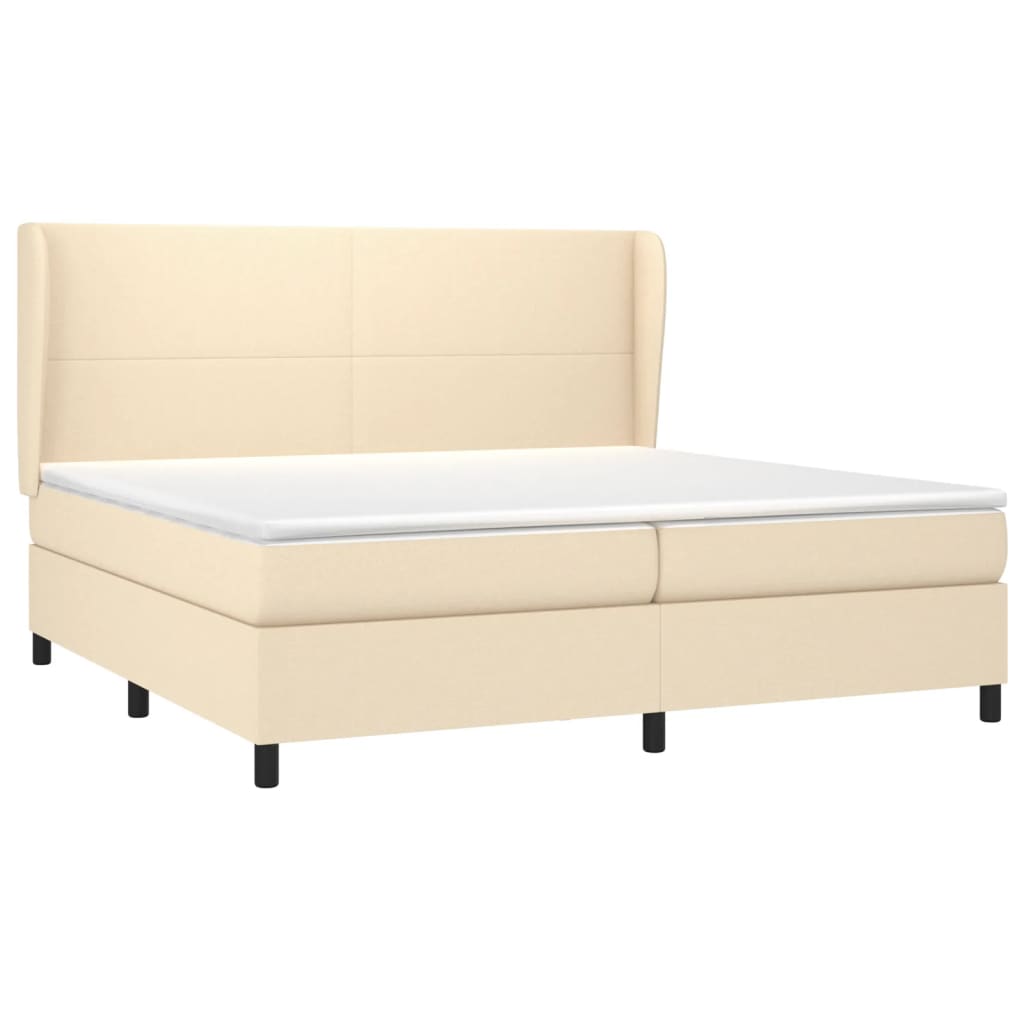 Sommier à lattes de lit avec matelas Crème 200x200 cm Tissu - XIOS