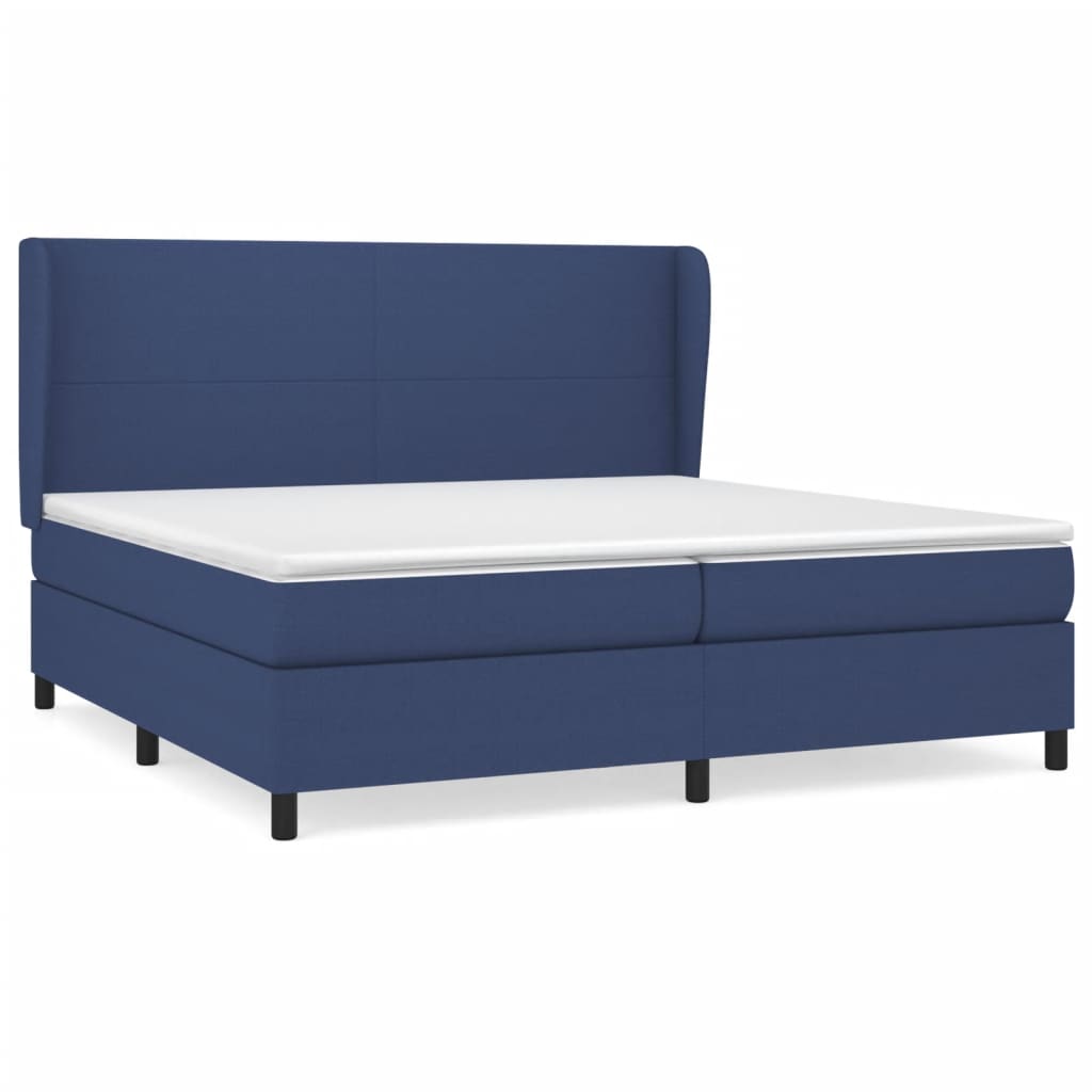 Sommier à lattes de lit avec matelas Bleu 200x200 cm Tissu - XIOS