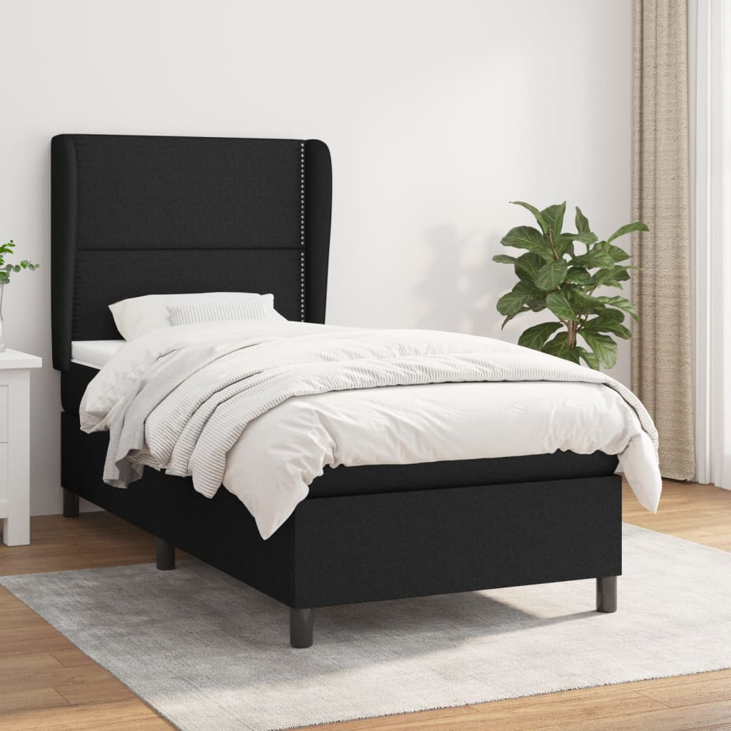 Sommier à lattes de lit et matelas Noir 80x200 cm Tissu - XIOS