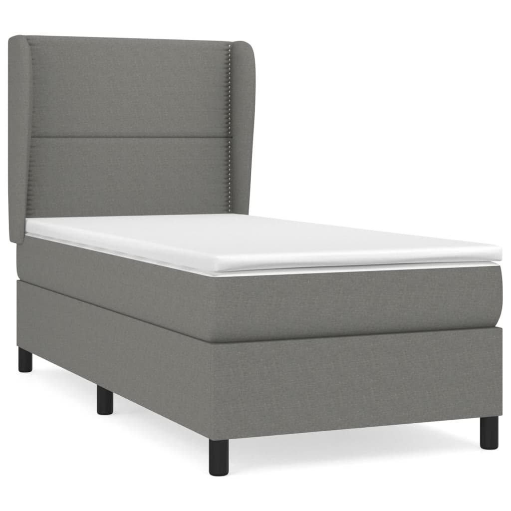 Sommier à lattes de lit et matelas Gris foncé 90x190 cm Tissu - XIOS