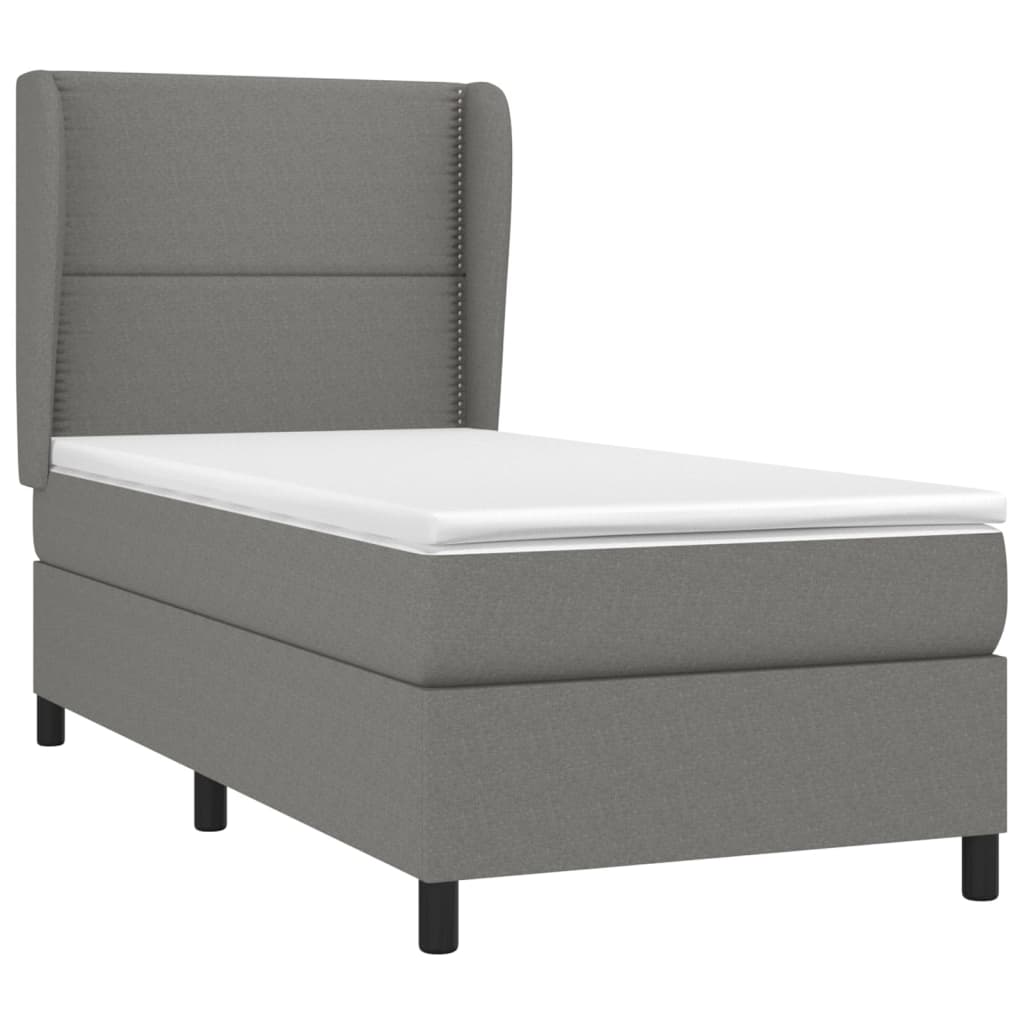 Sommier à lattes de lit avec matelas Gris foncé 90x200 cm Tissu - XIOS