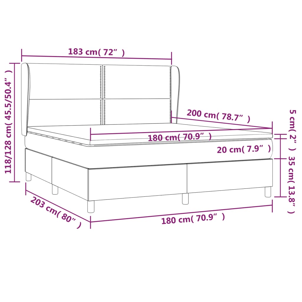 Sommier à lattes de lit avec matelas Gris foncé 180x200cm Tissu - XIOS