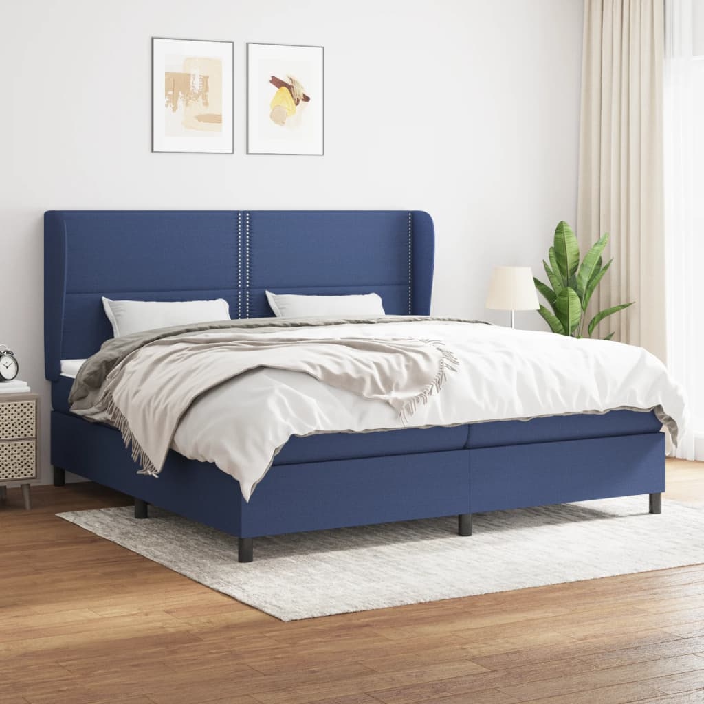 Sommier à lattes de lit avec matelas Bleu 200x200 cm Tissu - XIOS