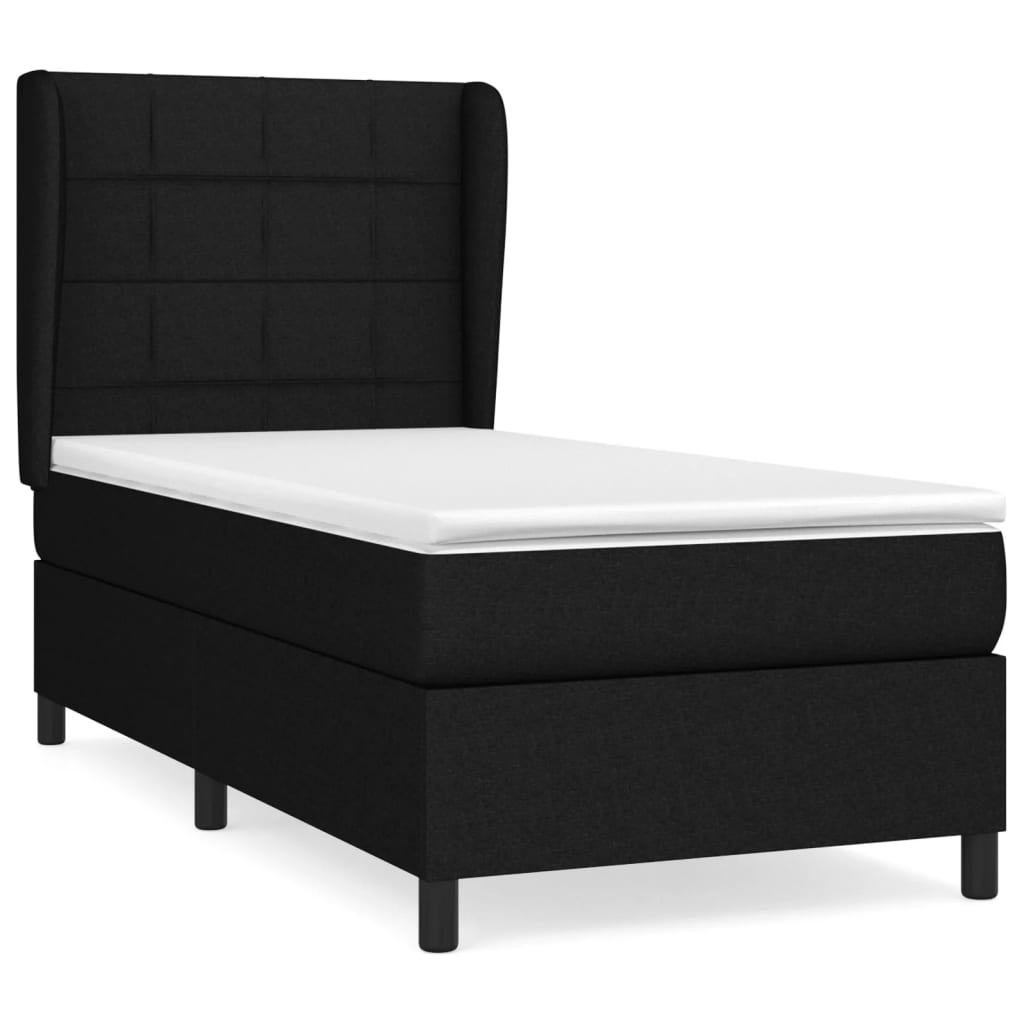 Sommier à lattes de lit avec matelas Noir 90x200 cm Tissu - XIOS