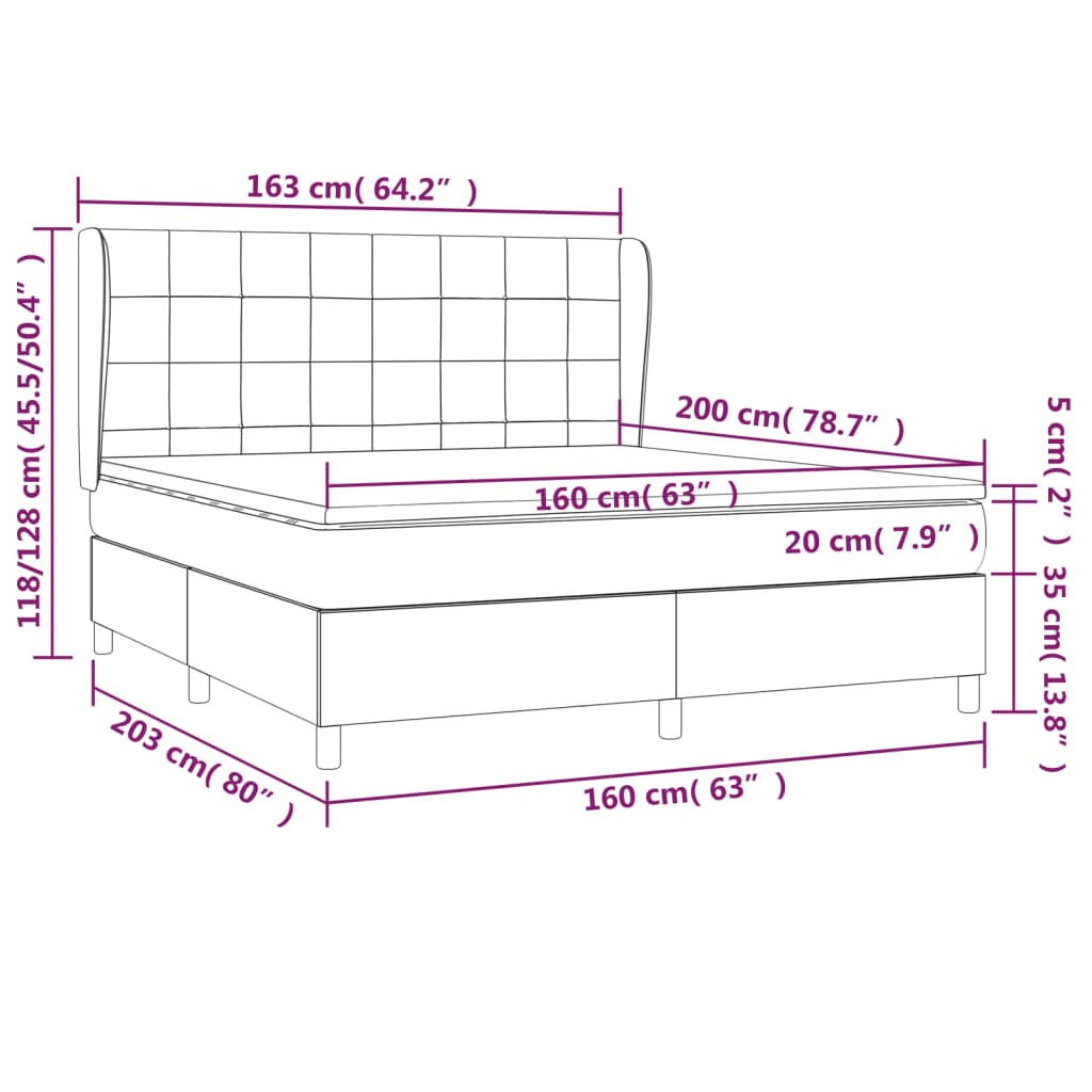Sommier à lattes de lit avec matelas Taupe 160x200 cm Tissu - XIOS