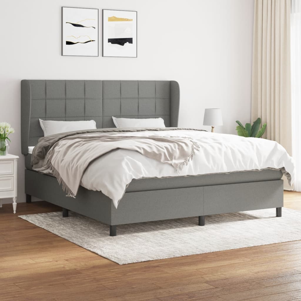 Sommier à lattes de lit avec matelas Gris foncé 180x200cm Tissu - XIOS