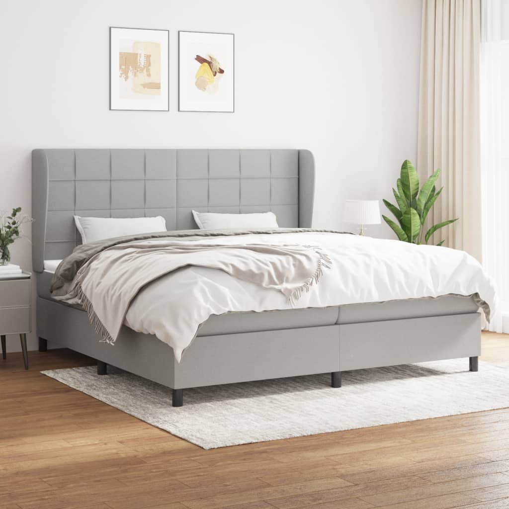 Sommier à lattes de lit avec matelas Gris clair 200x200cm Tissu - XIOS