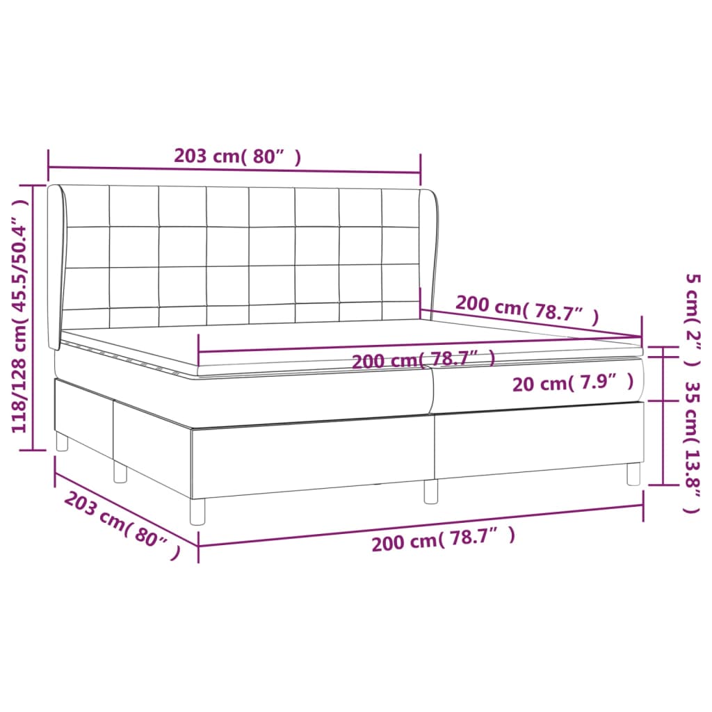 Sommier à lattes de lit avec matelas Gris foncé 200x200cm Tissu - XIOS
