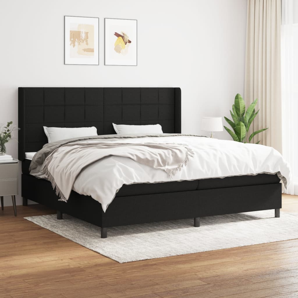 Sommier à lattes de lit avec matelas Noir 200x200 cm Tissu - XIOS