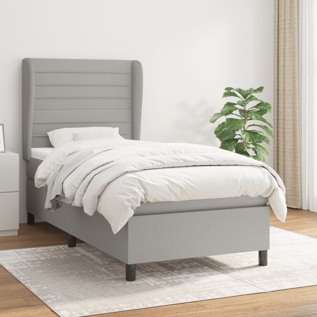 Sommier à lattes de lit avec matelas Gris clair 90x200 cm Tissu - XIOS