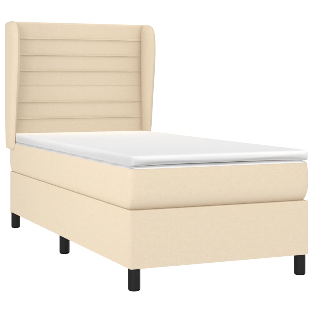 Sommier à lattes de lit avec matelas Crème 90x200 cm Tissu - XIOS