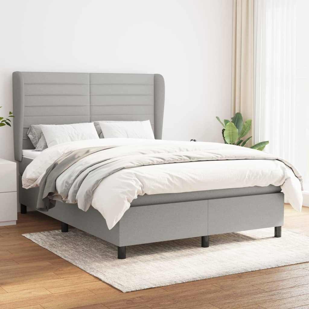 Sommier à lattes de lit avec matelas Gris clair 140x190cm Tissu - XIOS