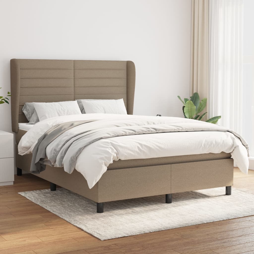 Sommier à lattes de lit avec matelas Taupe 140x190 cm Tissu - XIOS