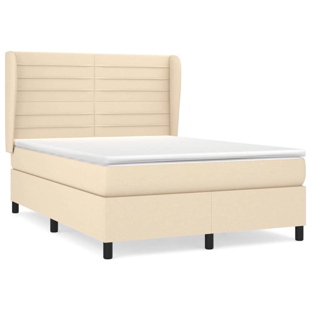 Sommier à lattes de lit avec matelas Crème 140x190 cm Tissu - XIOS
