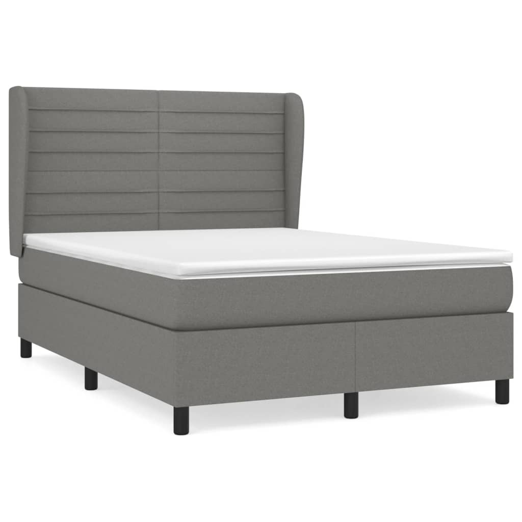 Sommier à lattes de lit avec matelas Gris foncé 140x200cm Tissu - XIOS