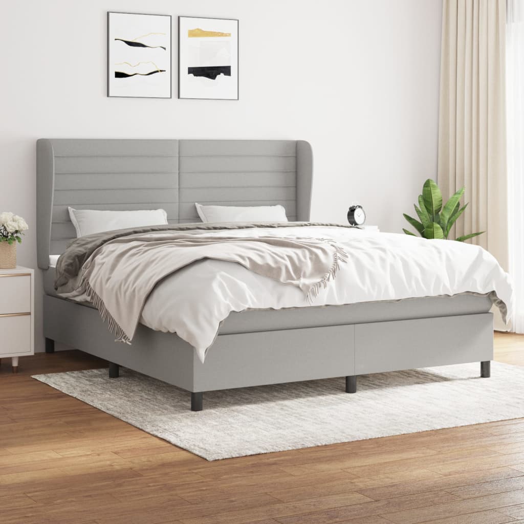 Sommier à lattes de lit avec matelas Gris clair 160x200cm Tissu - XIOS
