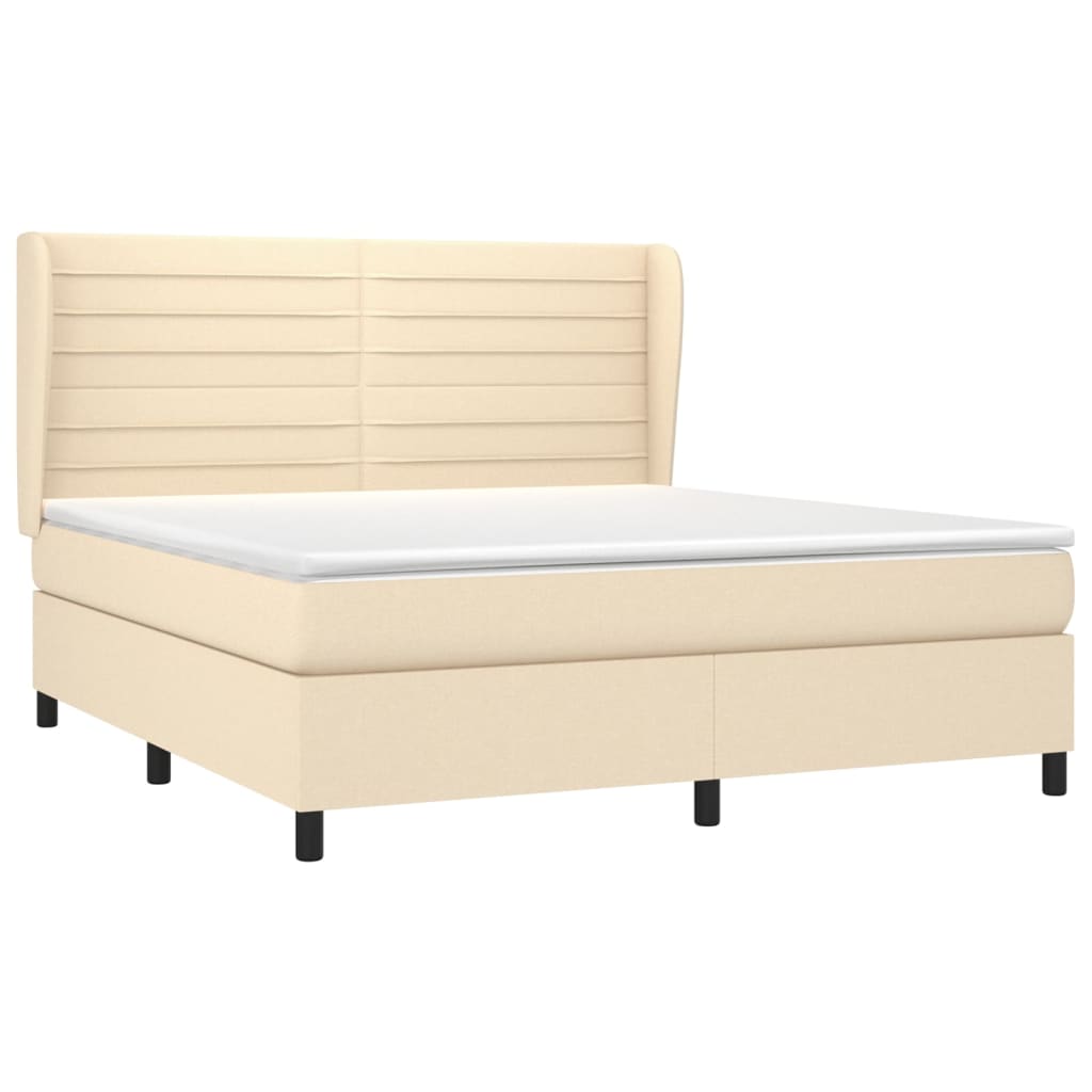 Sommier à lattes de lit avec matelas Crème 160x200 cm Tissu - XIOS