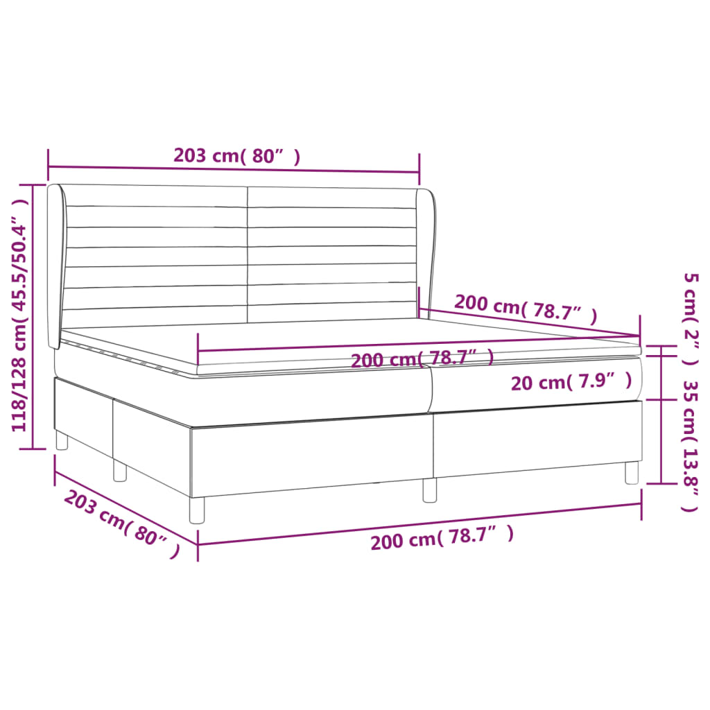 Sommier à lattes de lit avec matelas Crème 200x200 cm Tissu - XIOS