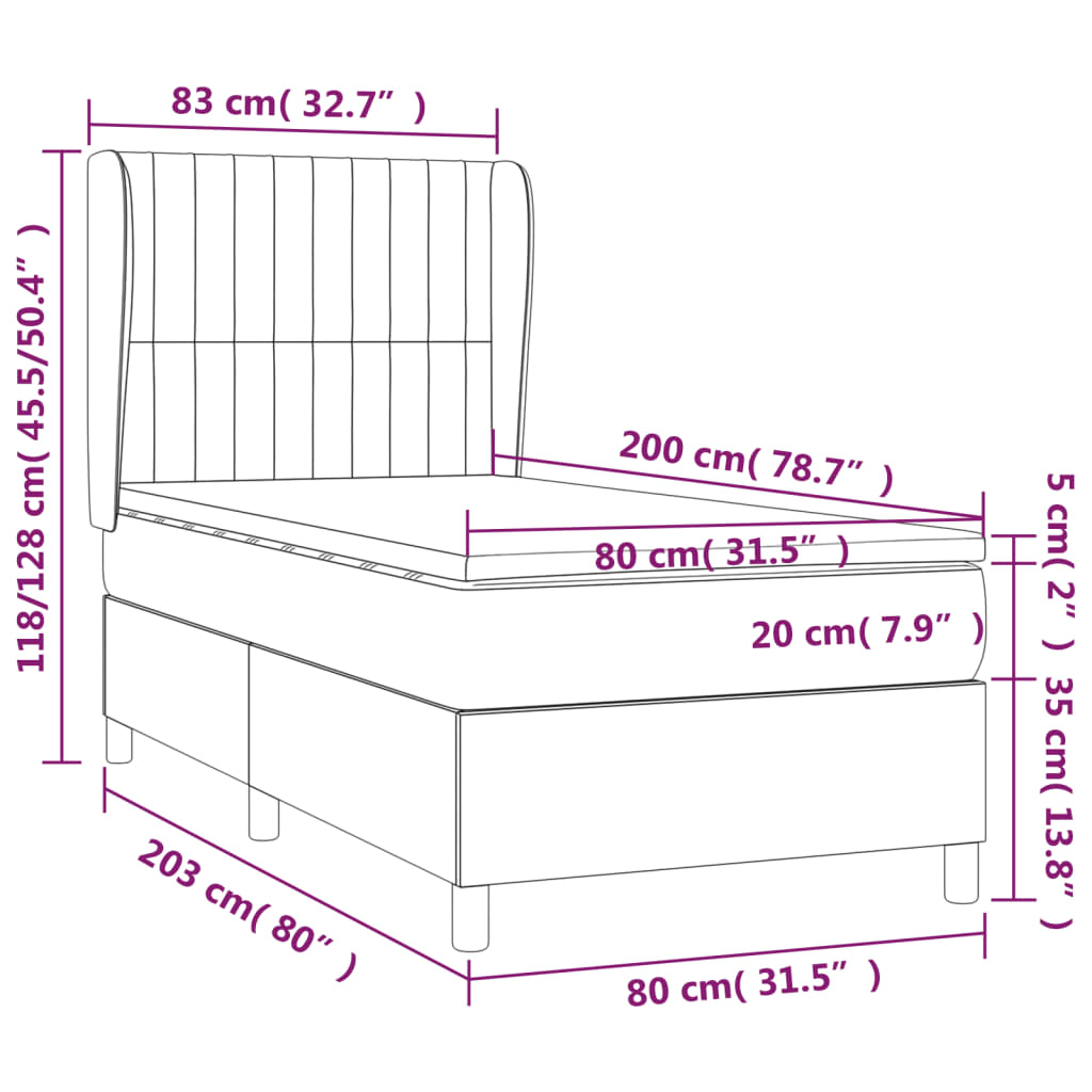 Sommier à lattes de lit avec matelas Crème 80x200 cm Tissu - XIOS