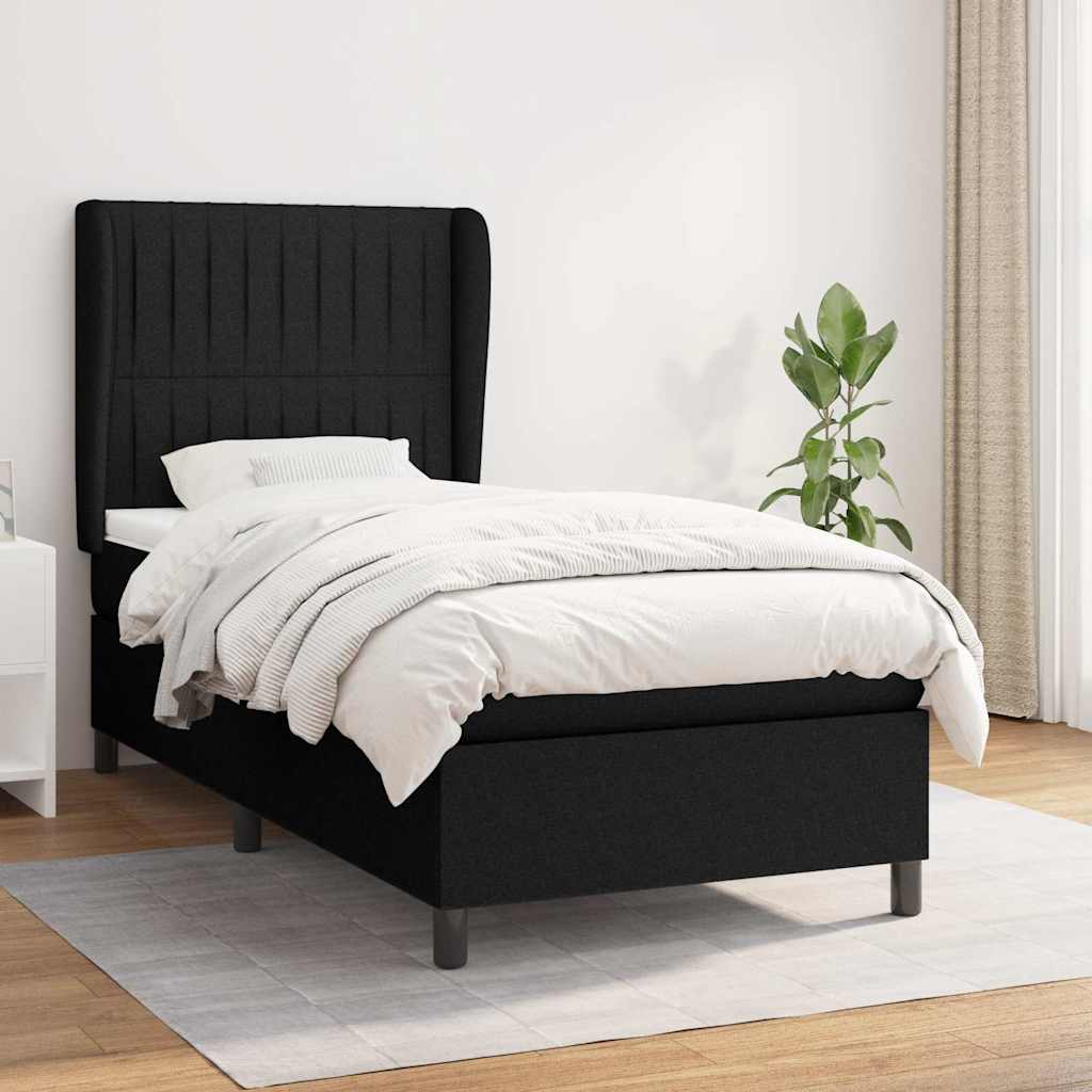 Sommier à lattes de lit avec matelas Noir 90x200 cm Tissu - XIOS