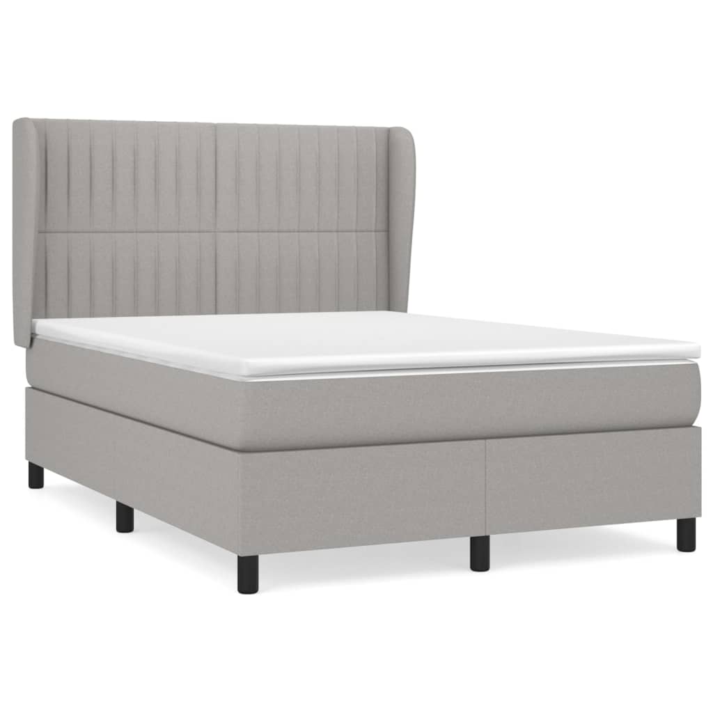 Sommier à lattes de lit avec matelas Gris clair 140x190cm Tissu - XIOS