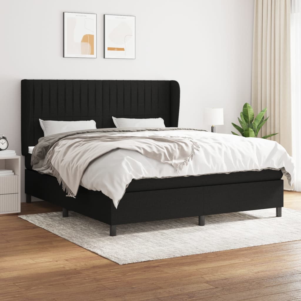 Sommier à lattes de lit avec matelas Noir 180x200 cm Tissu - XIOS