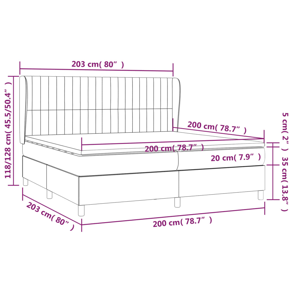 Sommier à lattes de lit avec matelas Gris foncé 200x200cm Tissu - XIOS