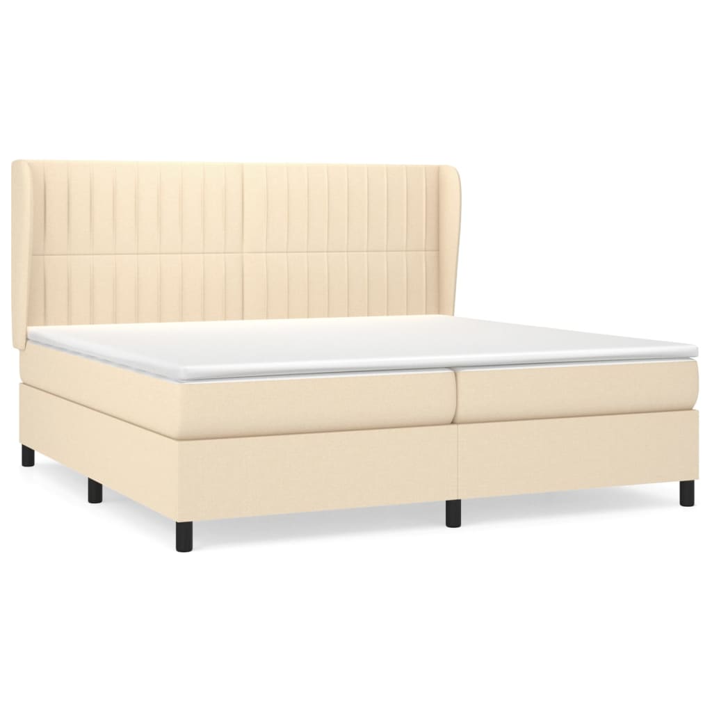 Sommier à lattes de lit avec matelas Crème 200x200 cm Tissu - XIOS