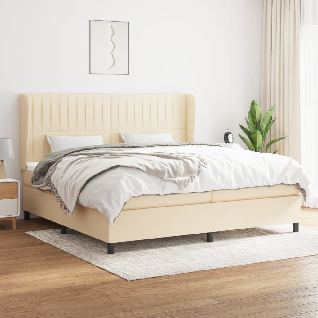 Sommier à lattes de lit avec matelas Crème 200x200 cm Tissu - XIOS