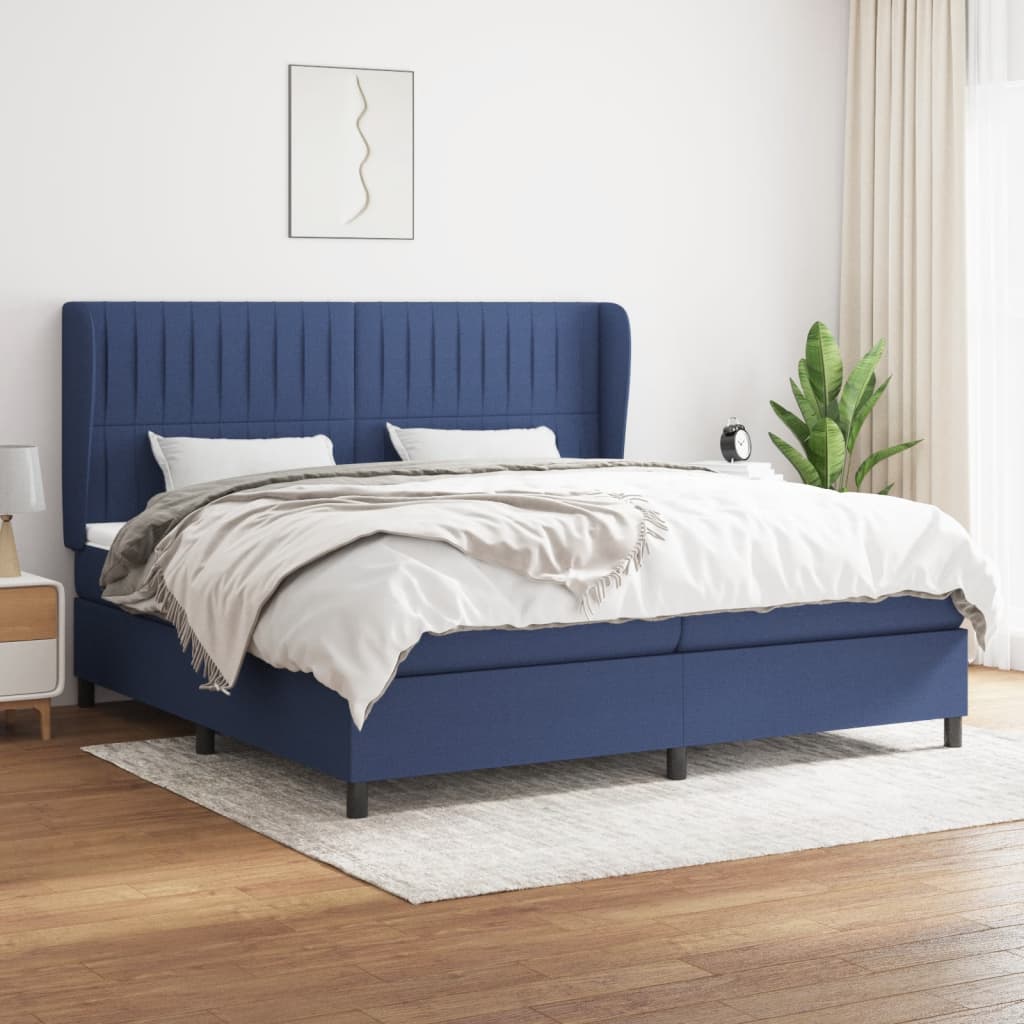 Sommier à lattes de lit avec matelas Bleu 200x200 cm Tissu - XIOS