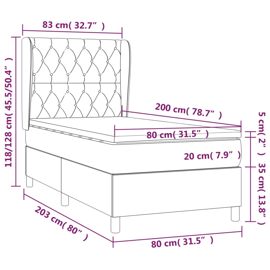 Sommier à lattes de lit avec matelas Crème 80x200 cm Tissu - XIOS