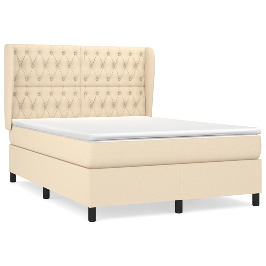 Sommier à lattes de lit avec matelas Crème 140x190 cm Tissu - XIOS