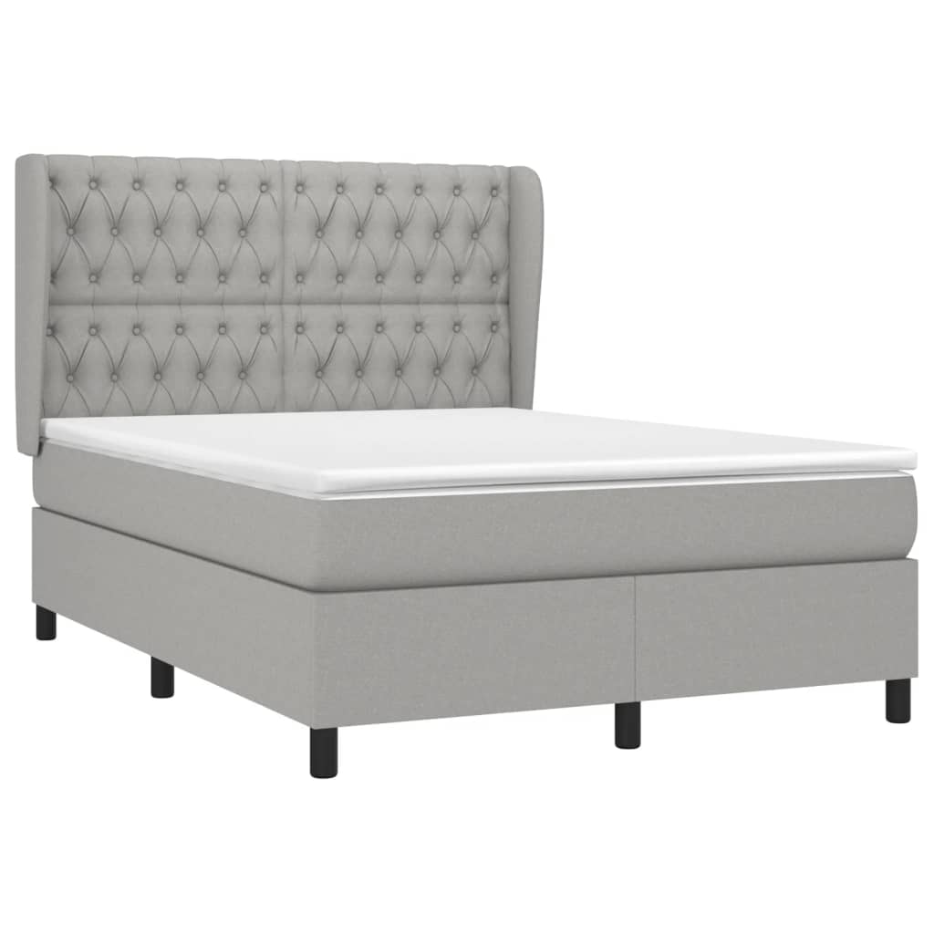 Sommier à lattes de lit avec matelas Gris clair 140x200cm Tissu