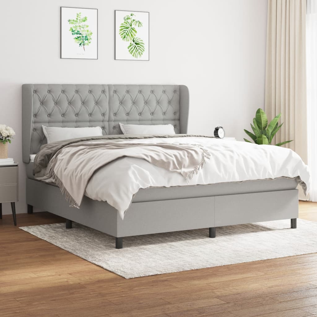 Sommier à lattes de lit avec matelas Gris clair 160x200cm Tissu - XIOS