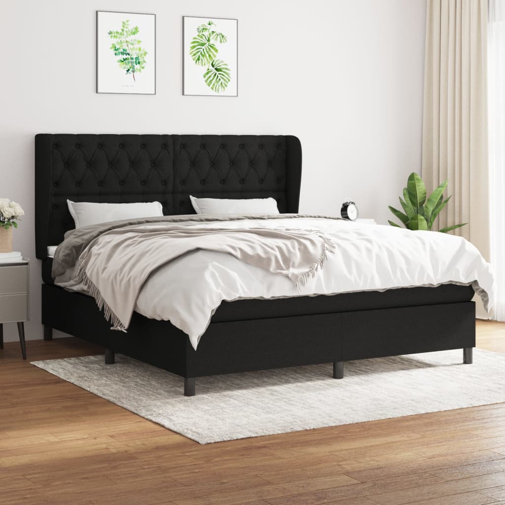 Sommier à lattes de lit avec matelas Noir 160x200 cm Tissu - XIOS