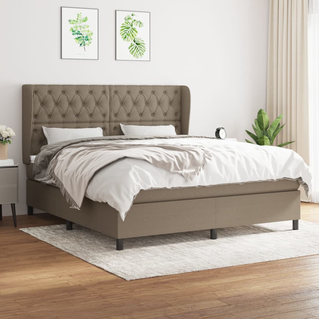 Sommier à lattes de lit avec matelas Taupe 160x200 cm Tissu - XIOS