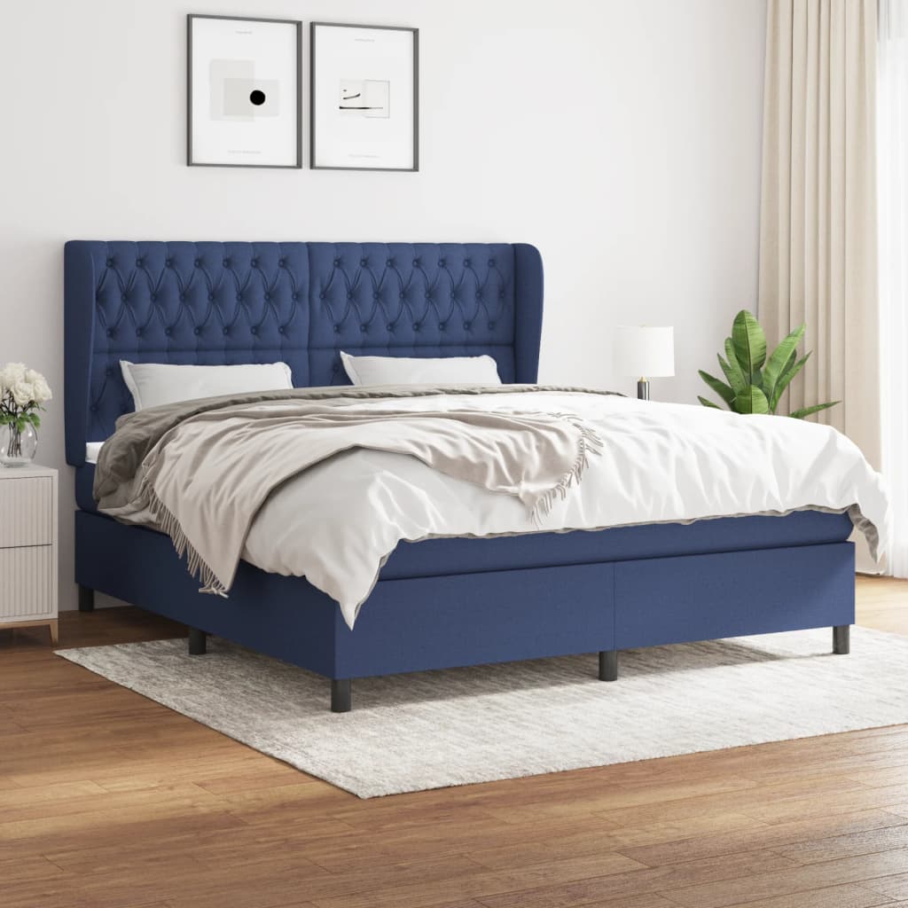 Sommier à lattes de lit avec matelas Bleu 180x200 cm Tissu - XIOS