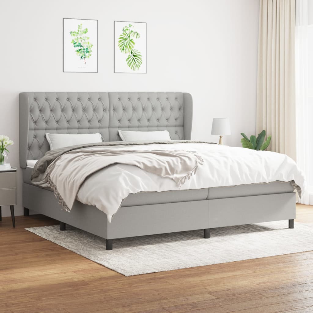 Sommier à lattes de lit avec matelas Gris clair 200x200cm Tissu - XIOS