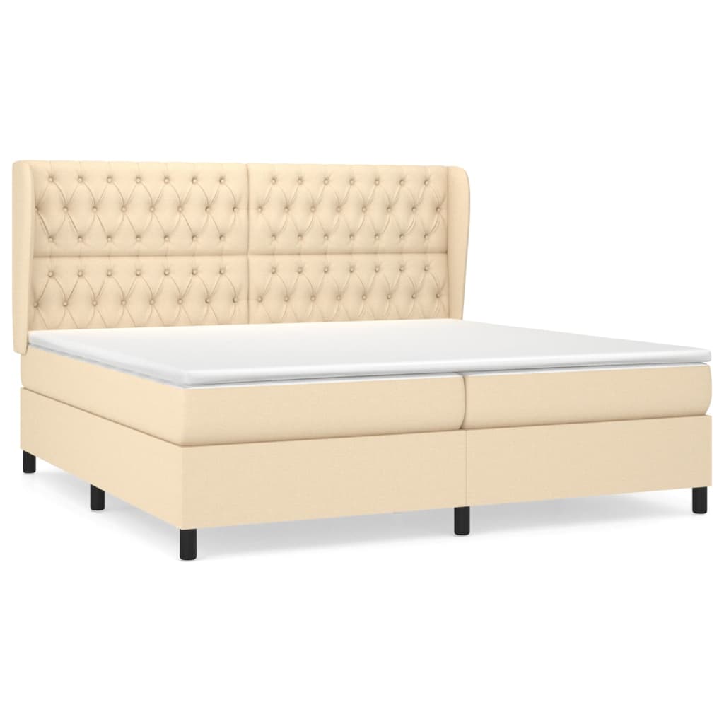 Sommier à lattes de lit avec matelas Crème 200x200 cm Tissu - XIOS