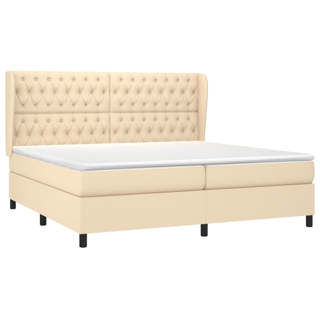 Sommier à lattes de lit avec matelas Crème 200x200 cm Tissu - XIOS
