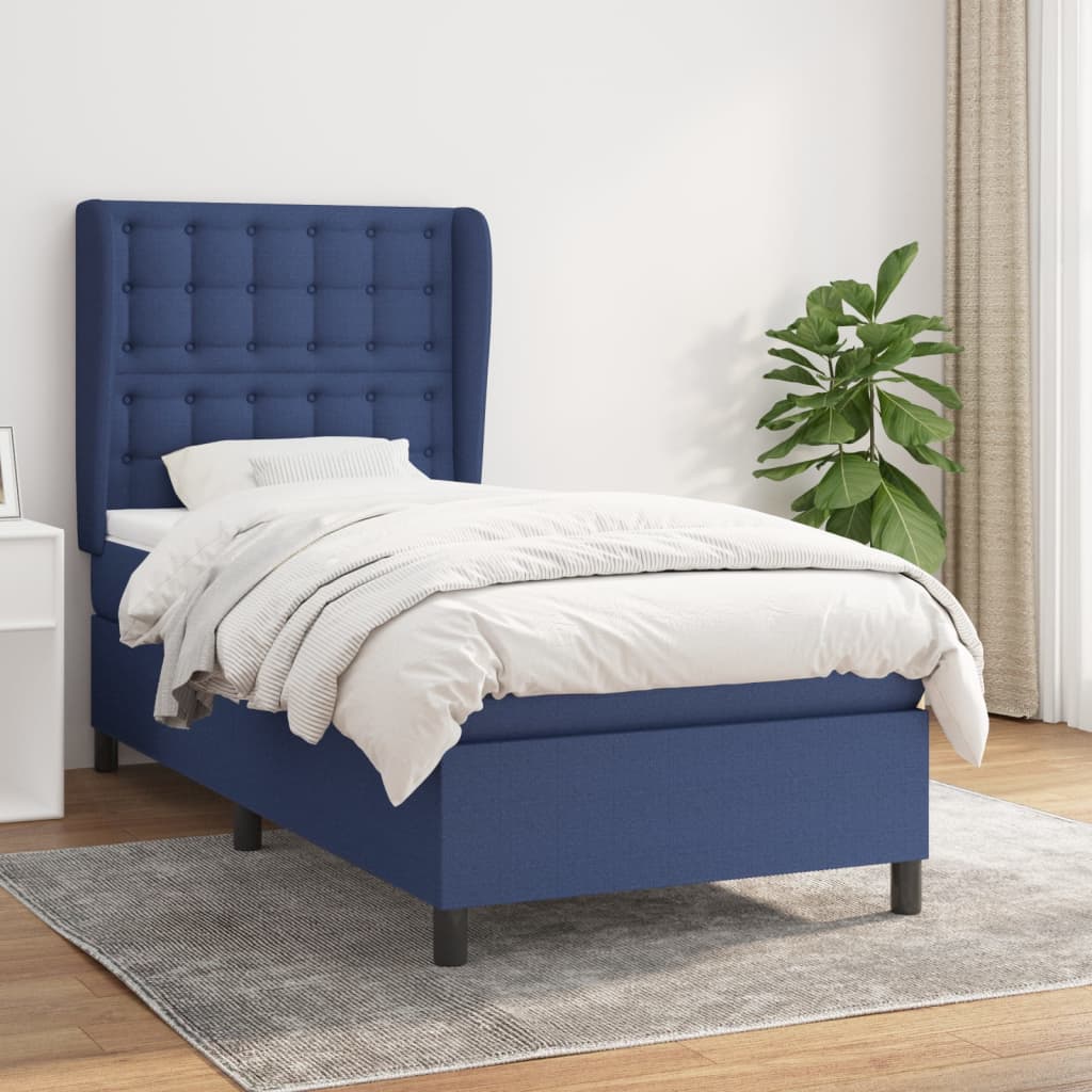 Sommier à lattes de lit avec matelas Bleu 90x200 cm Tissu - XIOS