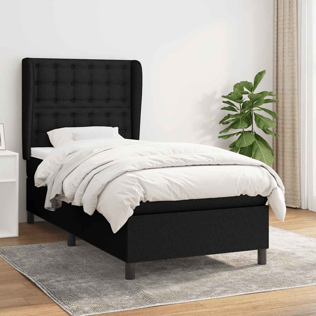 Sommier à lattes de lit avec matelas Noir 100x200 cm Tissu - XIOS