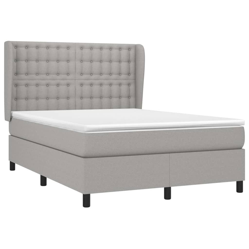 Sommier à lattes de lit avec matelas Gris clair 140x200cm Tissu - XIOS