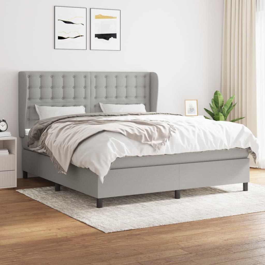 Sommier à lattes de lit avec matelas Gris clair 160x200cm Tissu