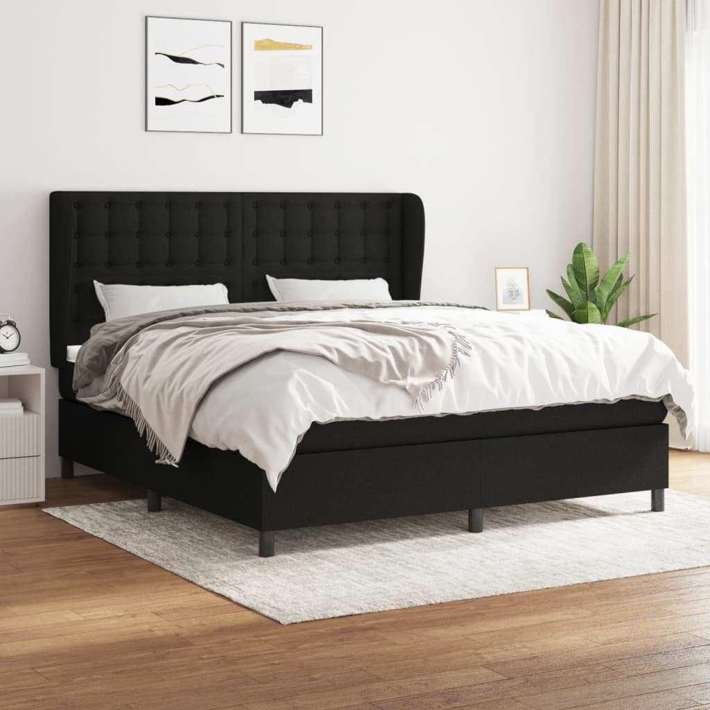 Sommier à lattes de lit avec matelas Noir 160x200 cm Tissu - XIOS